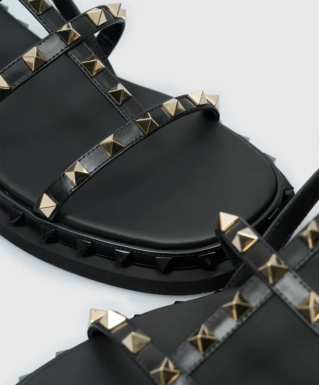Valentino Rockstud black leather sandals