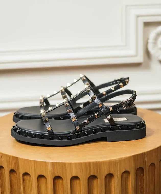 Valentino Rockstud black leather sandals