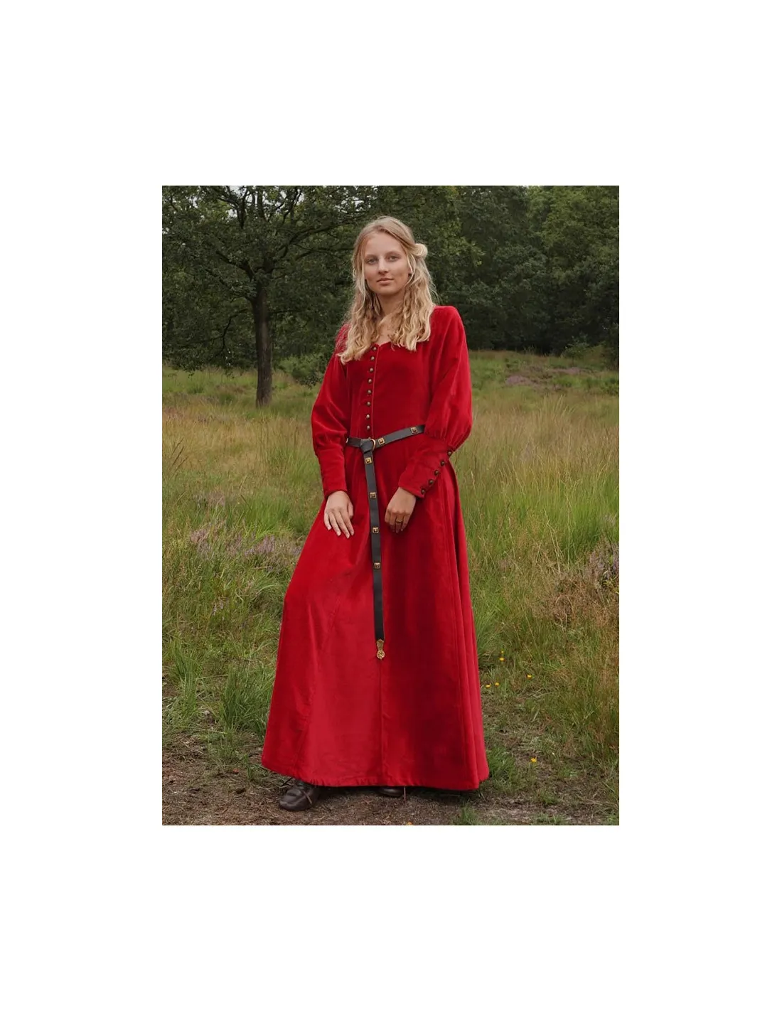 Vestido medieval Isabel, Terciopelo Rojo