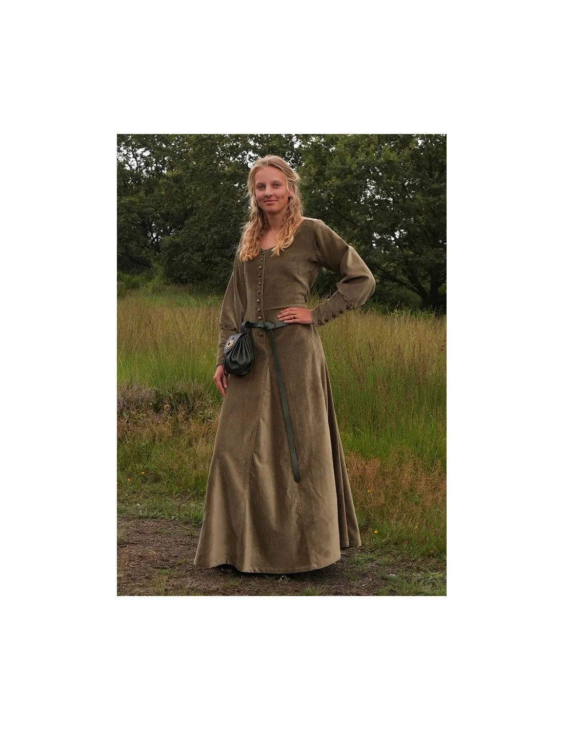 Vestido medieval Isabel, Terciopelo Verde