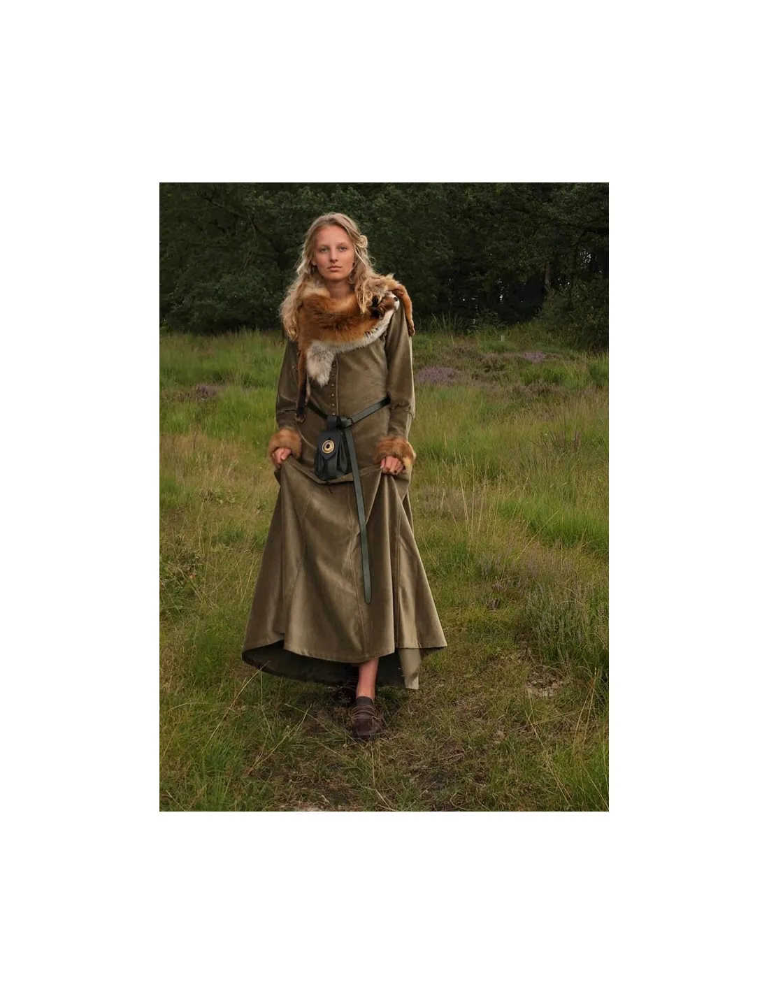 Vestido medieval Isabel, Terciopelo Verde