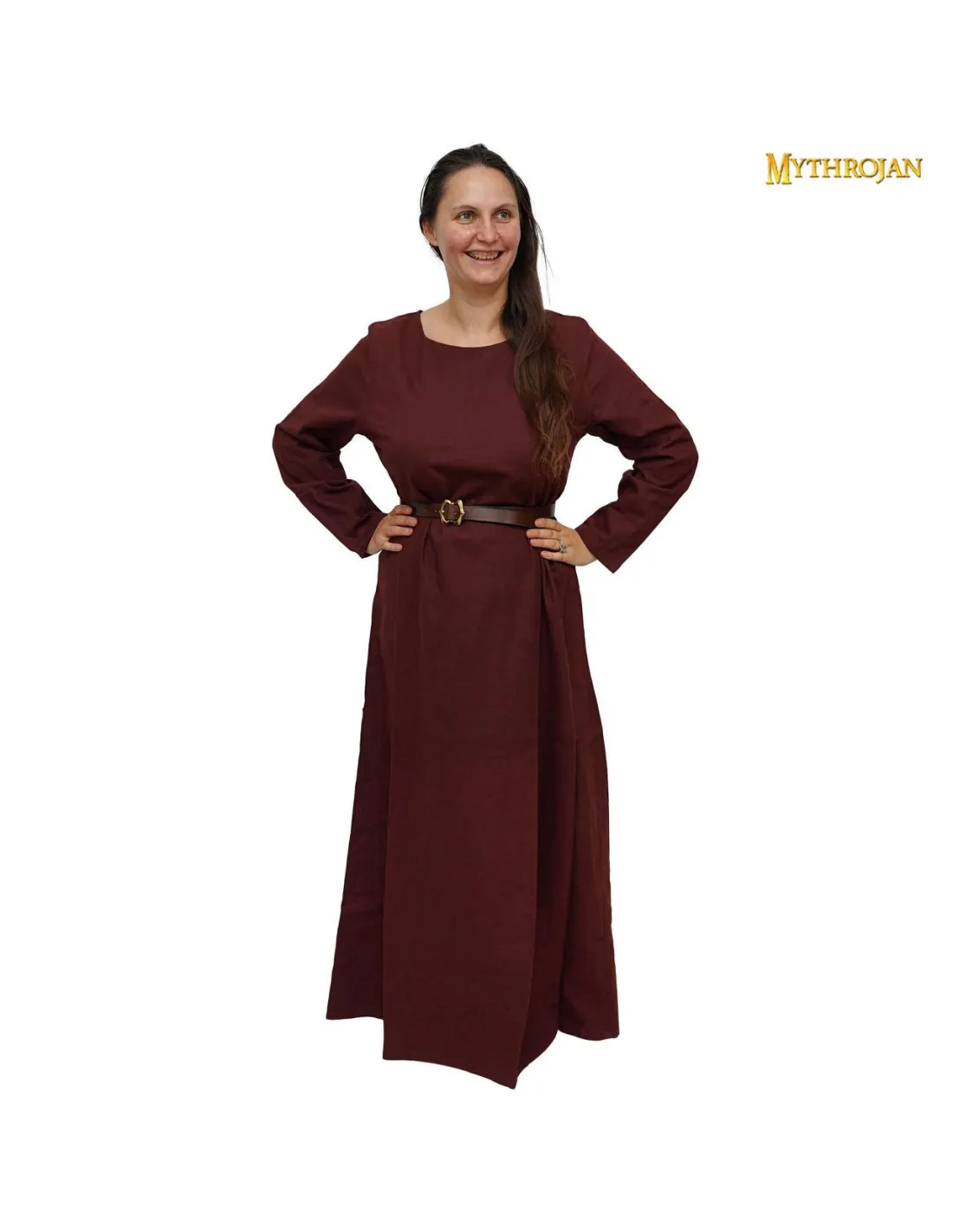 VESTIDO MEDIEVAL LARGO SIGLOS XXV, MARRóN
