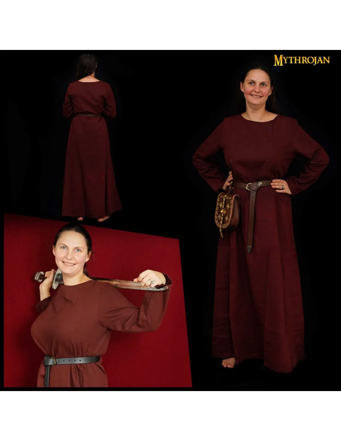 VESTIDO MEDIEVAL LARGO SIGLOS XXV, MARRóN