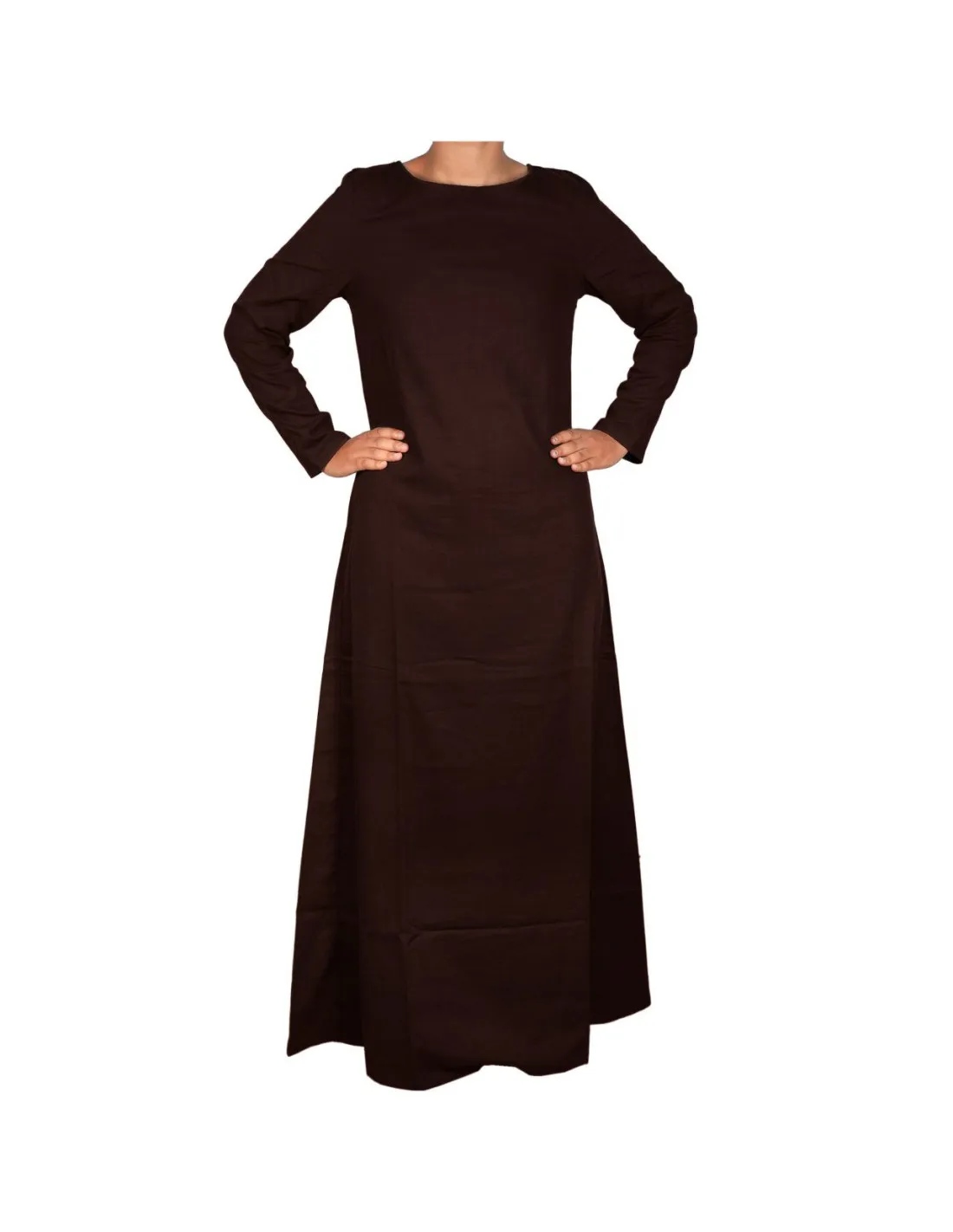 VESTIDO MEDIEVAL LARGO SIGLOS XXV, MARRóN