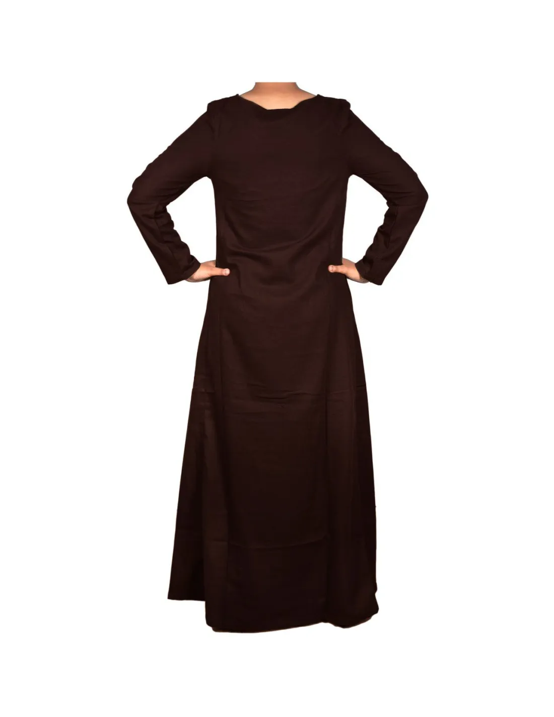 VESTIDO MEDIEVAL LARGO SIGLOS XXV, MARRóN