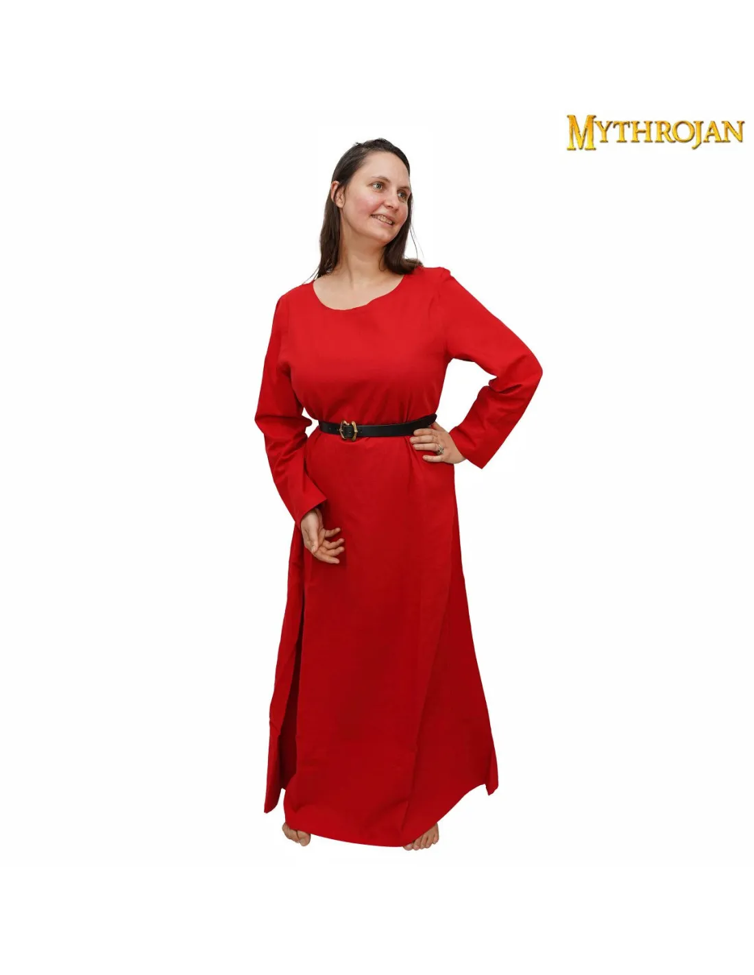 VESTIDO MEDIEVAL LARGO SIGLOS XXV, ROJO