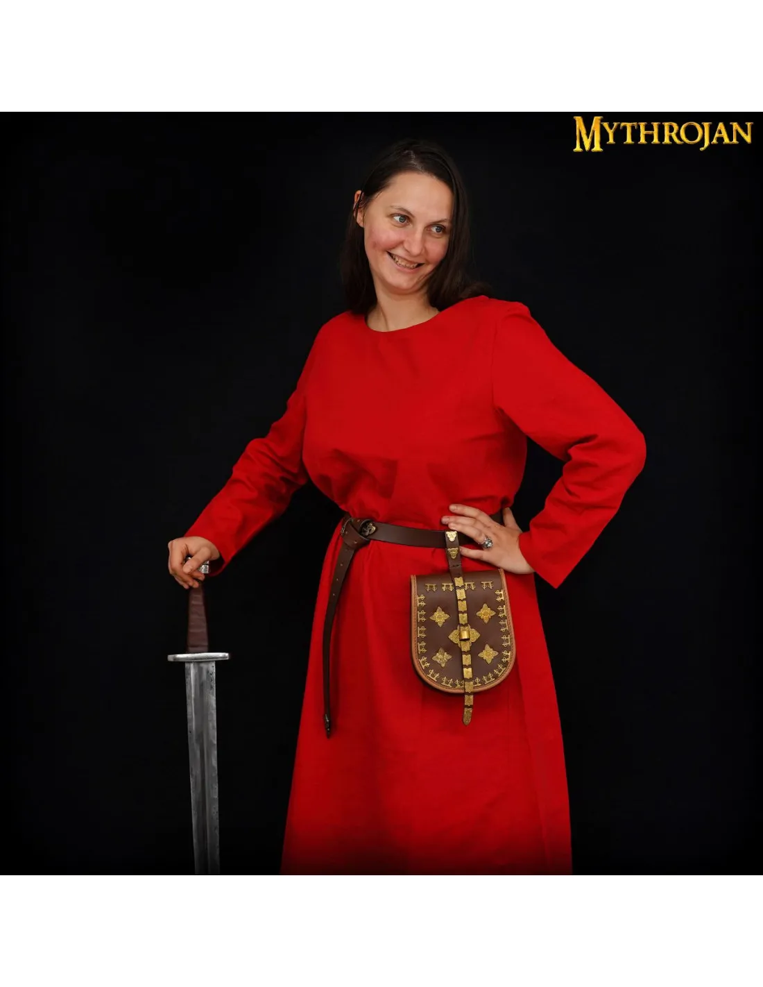 VESTIDO MEDIEVAL LARGO SIGLOS XXV, ROJO