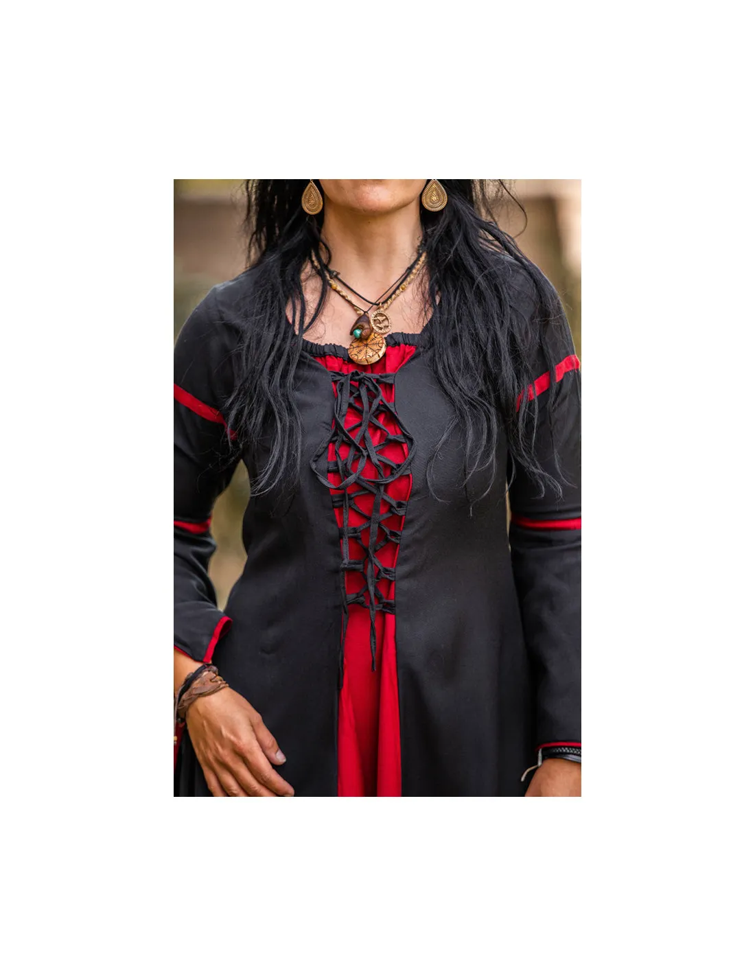VESTIDO MEDIEVAL MUJER NEGROROJO