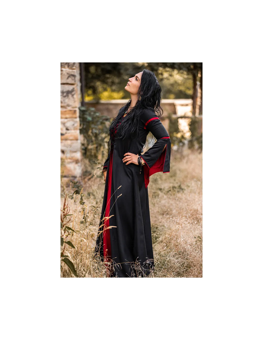 VESTIDO MEDIEVAL MUJER NEGROROJO