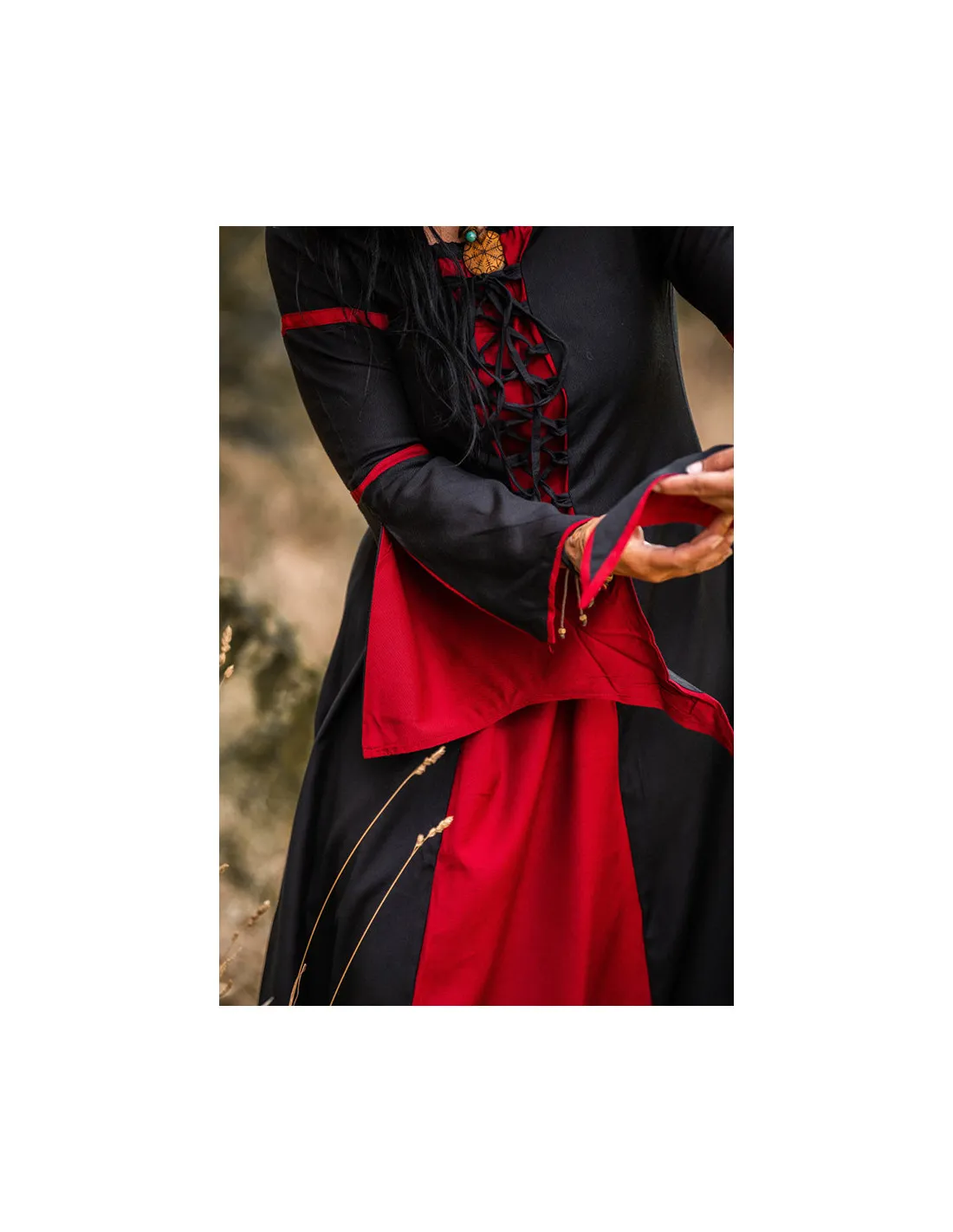 VESTIDO MEDIEVAL MUJER NEGROROJO