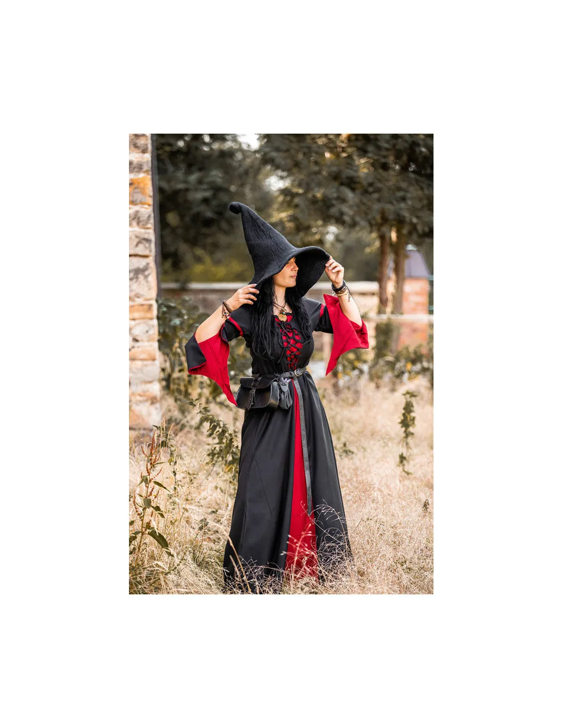 VESTIDO MEDIEVAL MUJER NEGROROJO