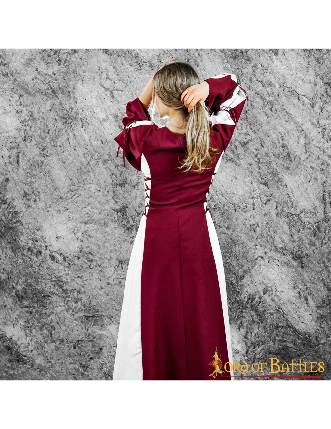 VESTIDO MEDIEVAL MUJER ZURIA, BICOLOR GRANATECRUDO