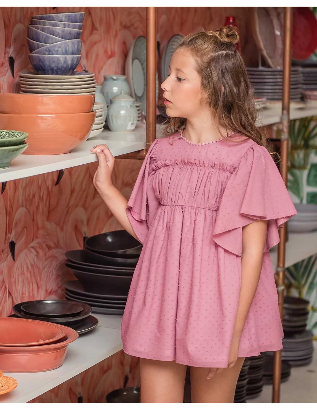 Vestido Yoedu Moda Infantil Familia Norah Fresa