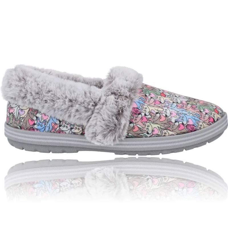 ZAPATILLAS CASA MUJER DE SKECHERS 113485 BOBS TOO COZY  PAWS FOREVER