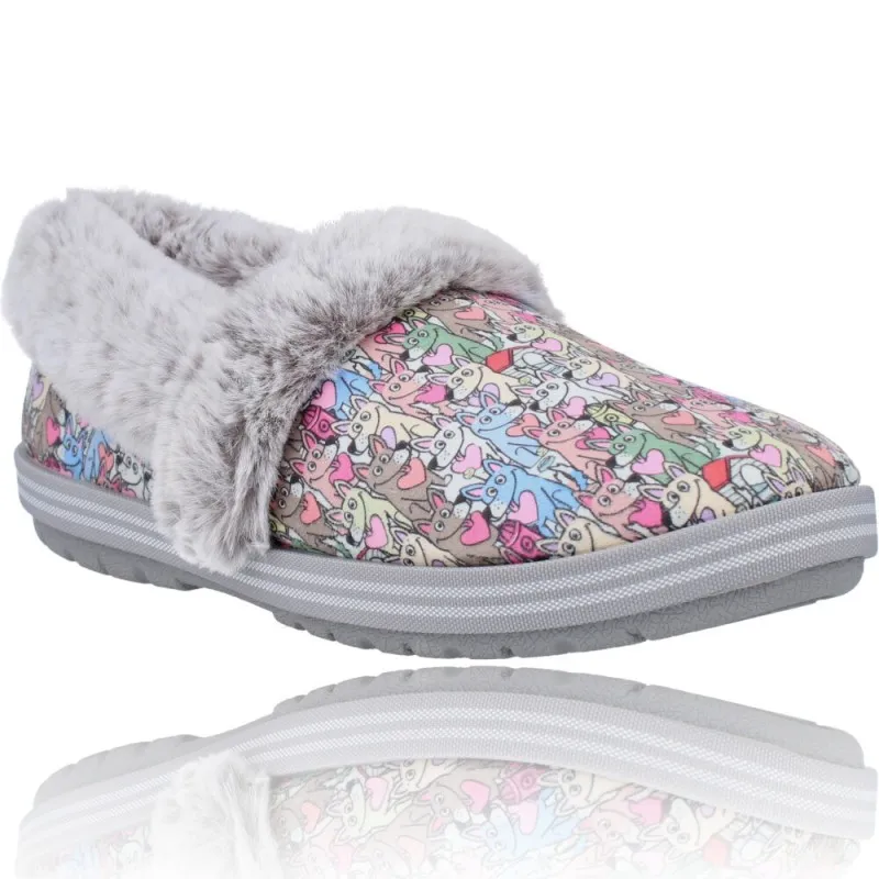 ZAPATILLAS CASA MUJER DE SKECHERS 113485 BOBS TOO COZY  PAWS FOREVER