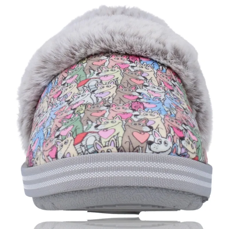 ZAPATILLAS CASA MUJER DE SKECHERS 113485 BOBS TOO COZY  PAWS FOREVER