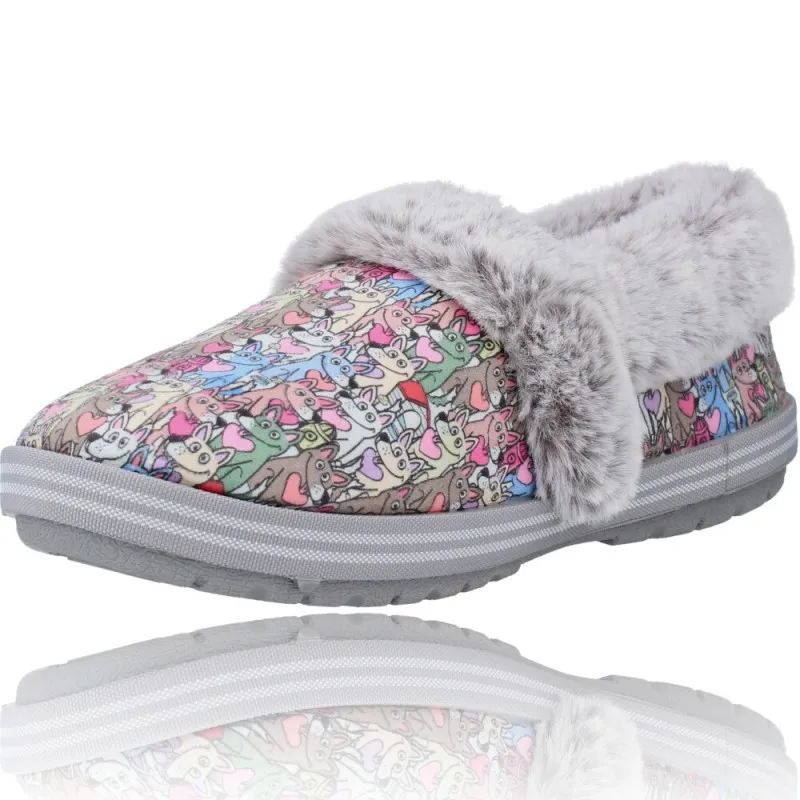 ZAPATILLAS CASA MUJER DE SKECHERS 113485 BOBS TOO COZY  PAWS FOREVER