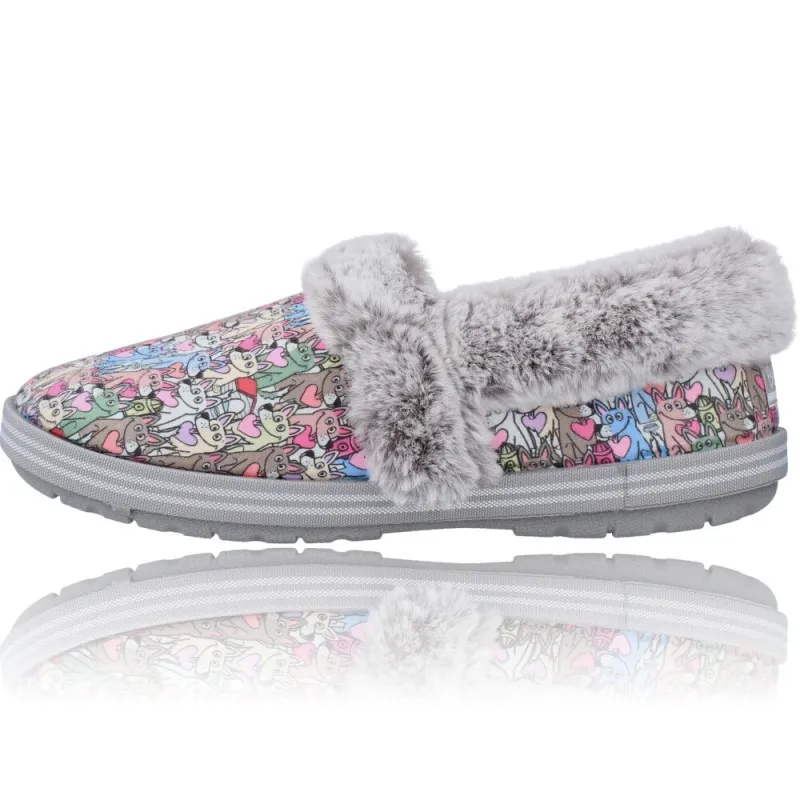 ZAPATILLAS CASA MUJER DE SKECHERS 113485 BOBS TOO COZY  PAWS FOREVER