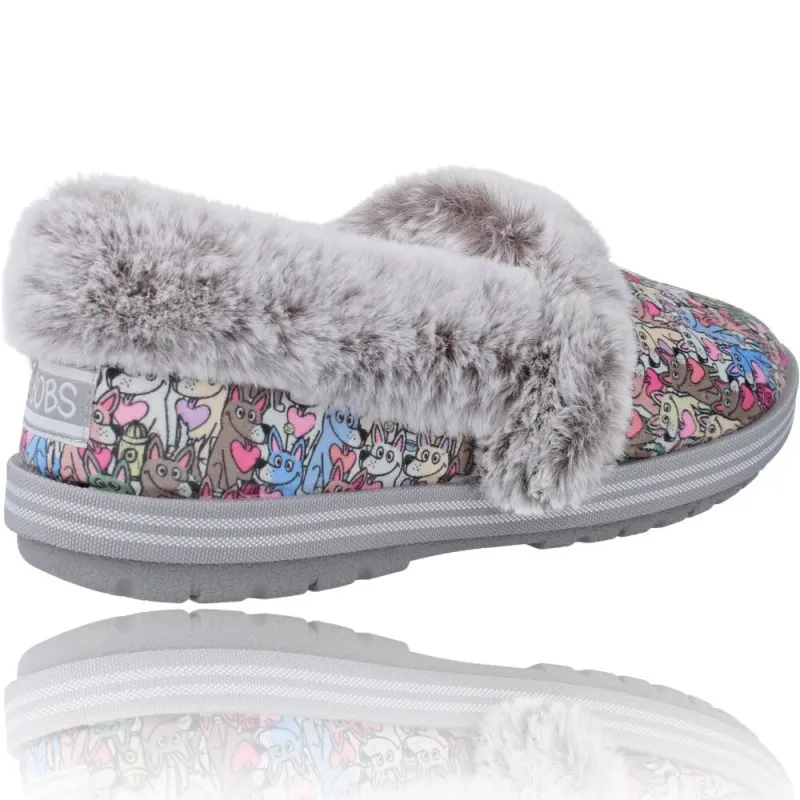 ZAPATILLAS CASA MUJER DE SKECHERS 113485 BOBS TOO COZY  PAWS FOREVER