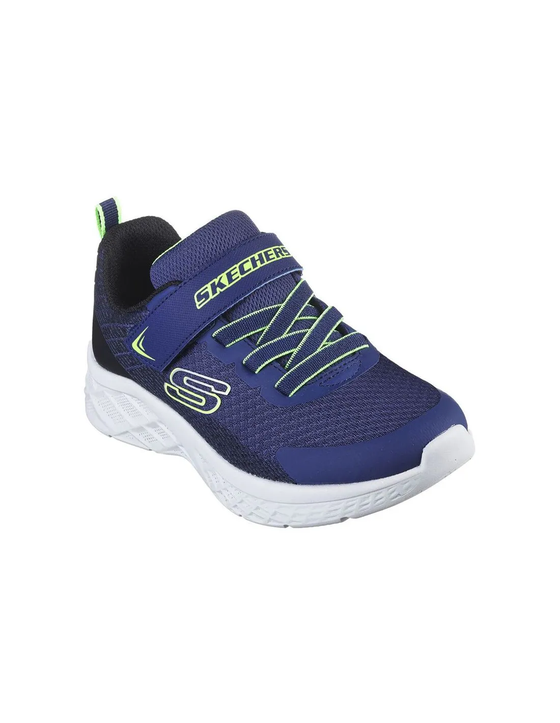 ZAPATILLAS SKECHERS MICROSPEC II  ZOVRI NIñO AZUL/LIMA