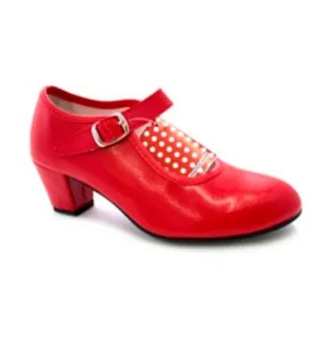 Zapato baile sevillanas flamenco para niña o mujer Danka en rojo