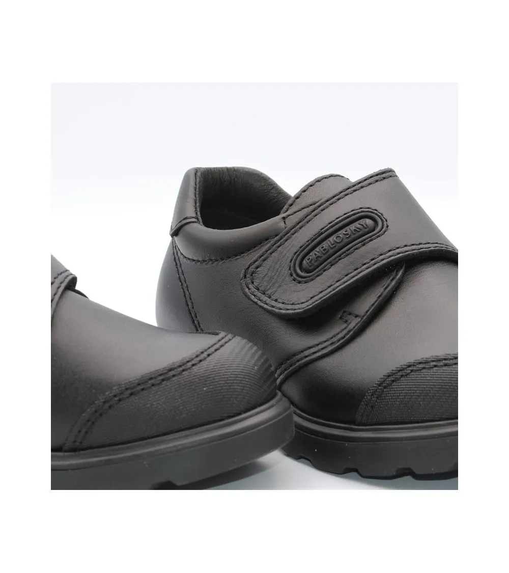 ZAPATO COLEGIAL PABLOSKY NIÑO NEGRO VELCRO