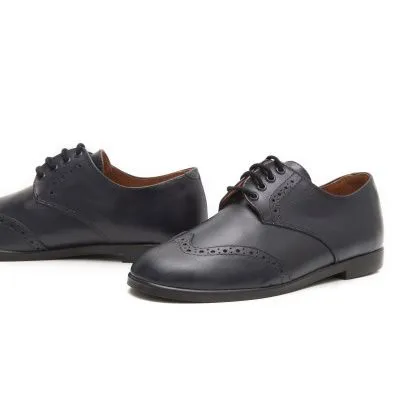 Zapato niño blucher piel marino