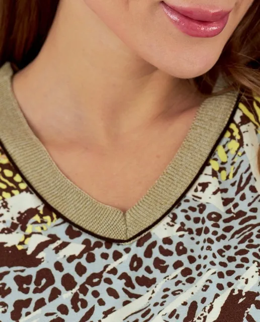 Zero Camiseta de mujer cuello pico manga 3/4